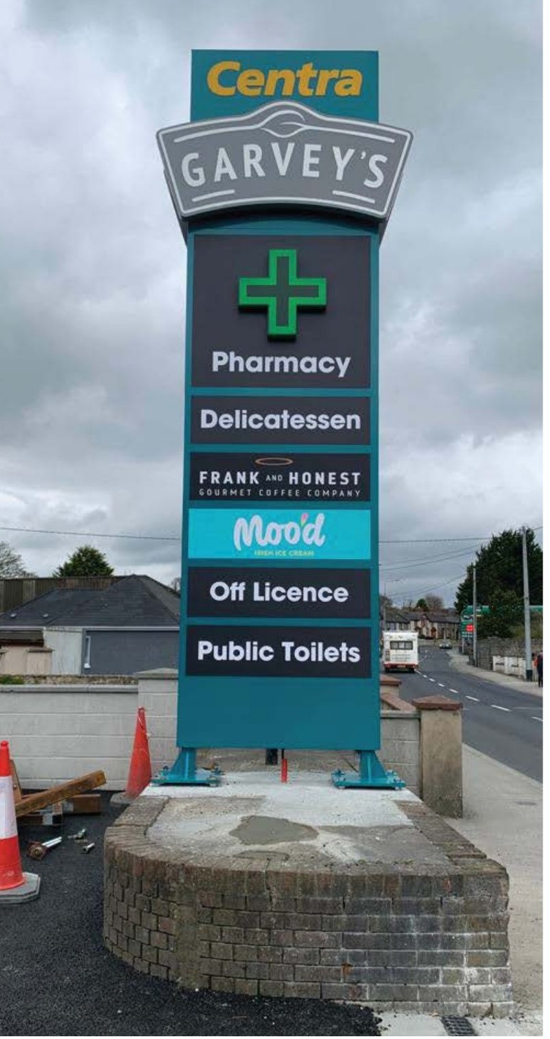 Garvey’s Centra exterior totem signage in Dungarvan