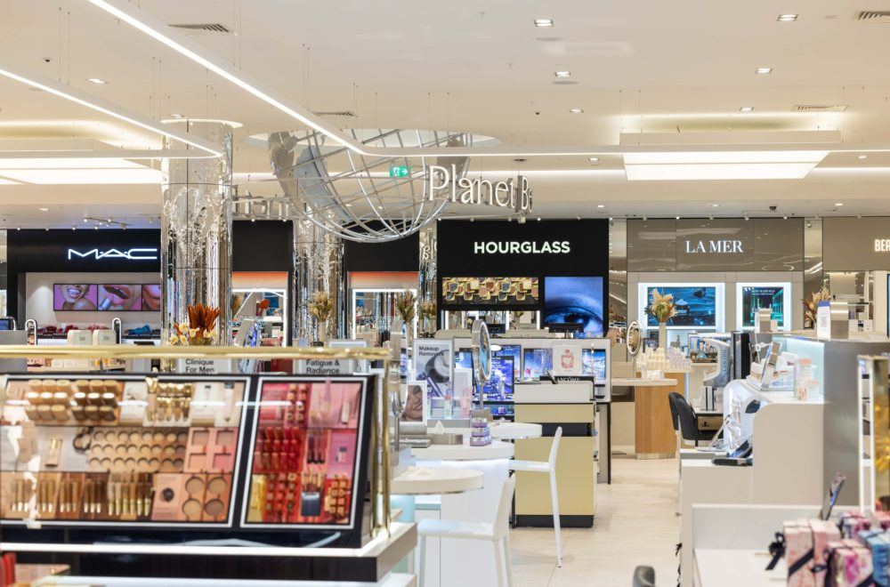 View across the Brown Thomas Dundrum beauty hall towards MAC, Hourglass and La Mer