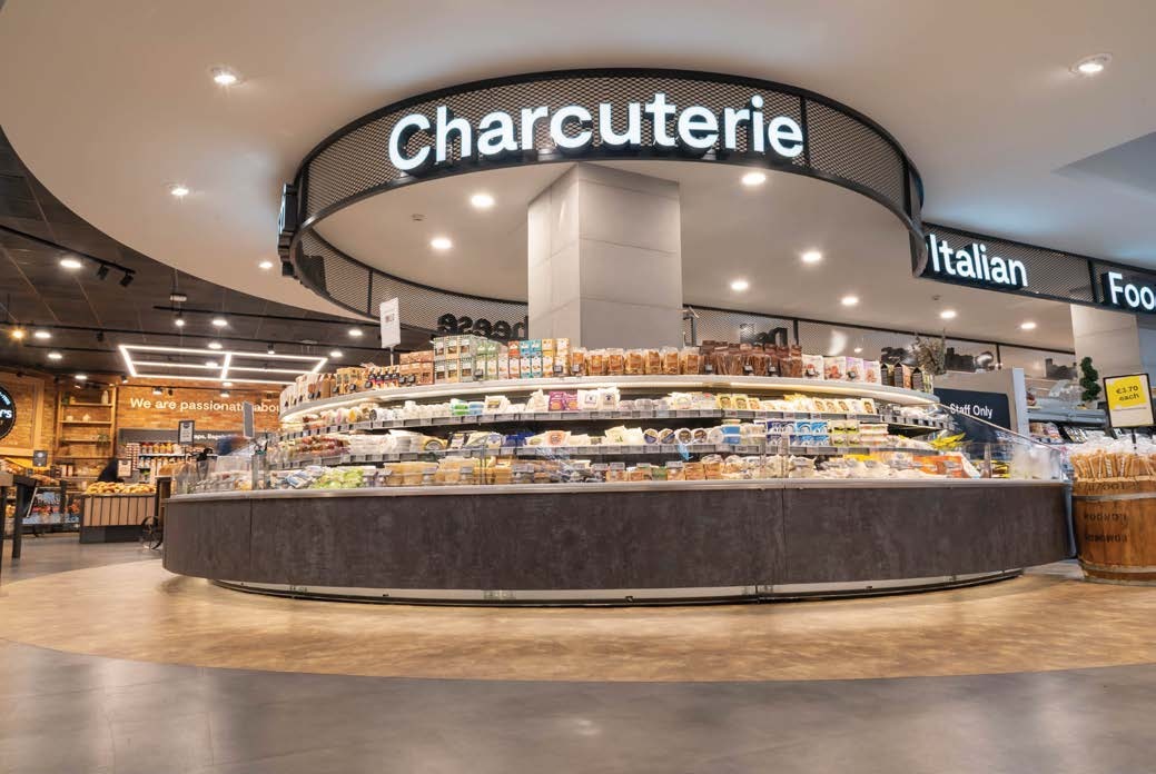 Curved Charcuterie cage following the counter at Scally’s SuperValu Clonakilty