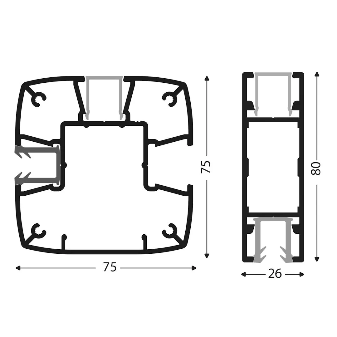 3D Standing profile — Terrace screen 75 mm